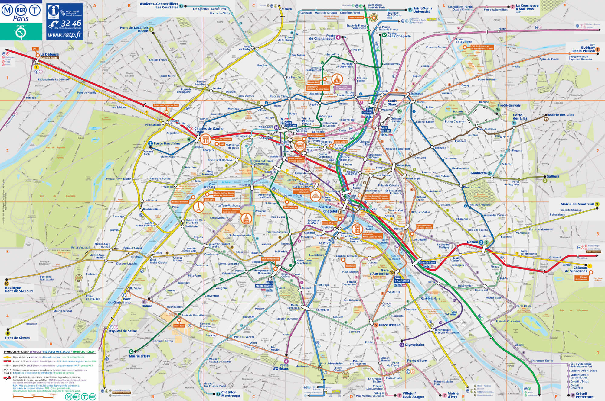 paris tourist transportation map